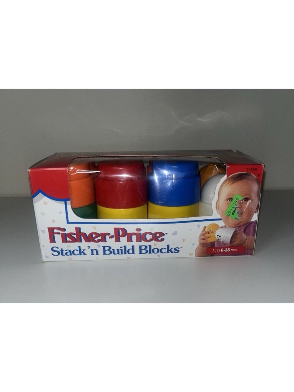 Vtg 1996 FISHER PRICE EASY STACK N BUILD BLOCKS Original Box Rattling Bird Puppy